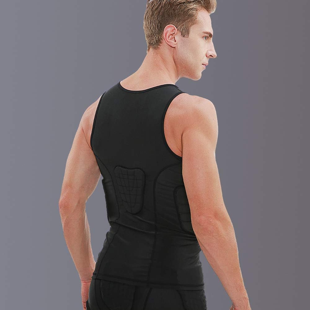 TUOY Men's Padded Quick Dry Vest with 4 Protective Shield Pad for Chest Ribs Back Protect Black : Sports & Outdoors