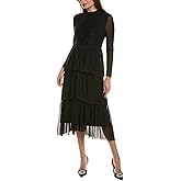 Anne Klein Womens Mock Neck Tiered Dress