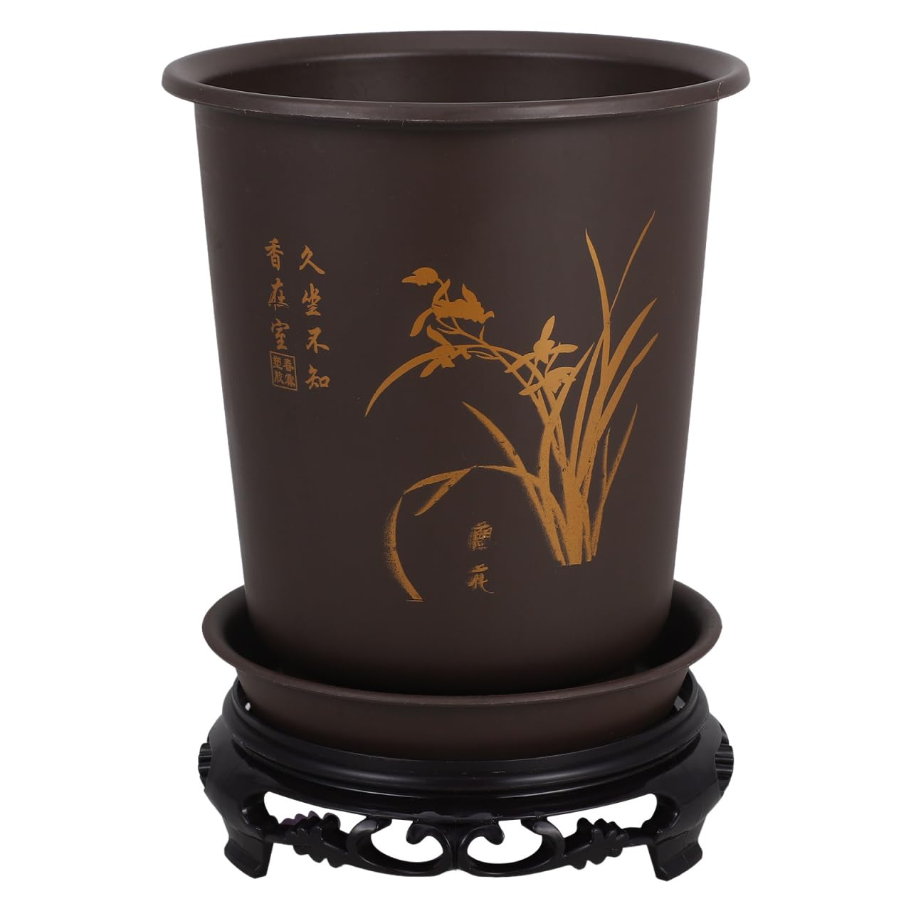 GANAZONO Orchid Flowerpot Set with Rounded Plastic Pot Base Lightweight Breathable Design for Indoor Balcony Office Plant Care