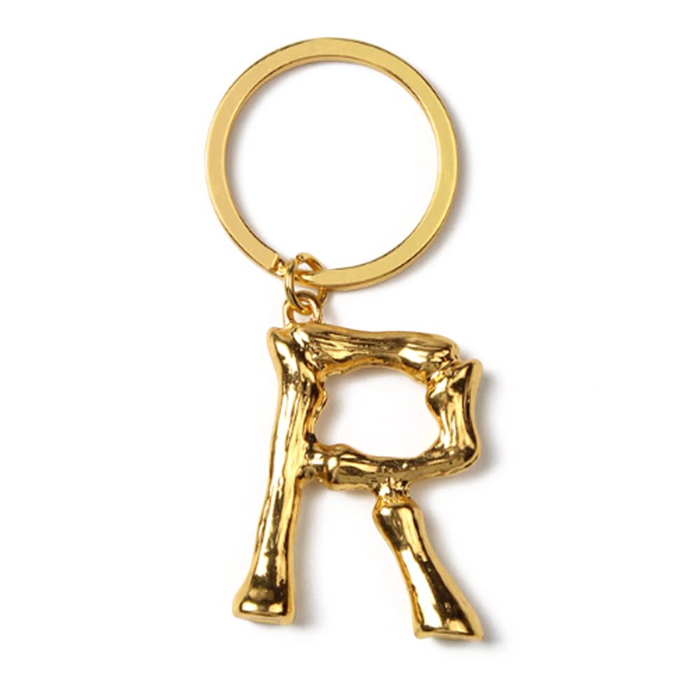 ARFUKA Keyring Alphabet Keychain Stainless Steel Letter R Initial Key Ring Birthday Key Chain for Men and Women Gold