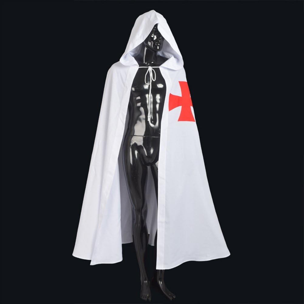 Capucha Gótica Medieval Con Colgante De Cruz – Disfraz Para Halloween Y Cosplay – Disponible En Blanco, Negro, Marrón, Burdeos Y Azul