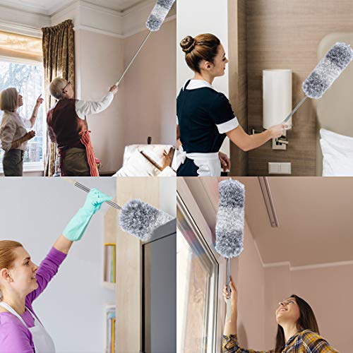 DELUX Microfiber Feather Duster Extendable Duster with 100 inches Extra