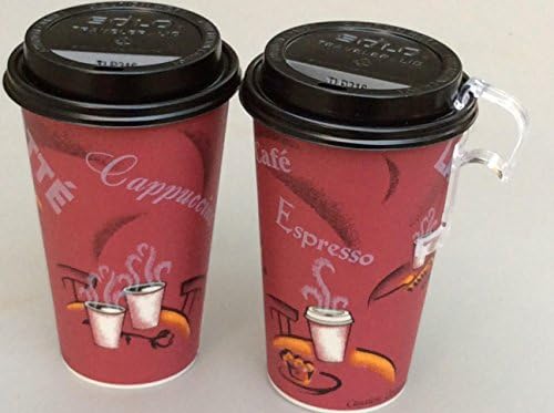 Bistro Design paper Hot Cups 12 oz. bistro 100 sets Coffee Cups with dome lid -plus 5 plastic clip on cup handles