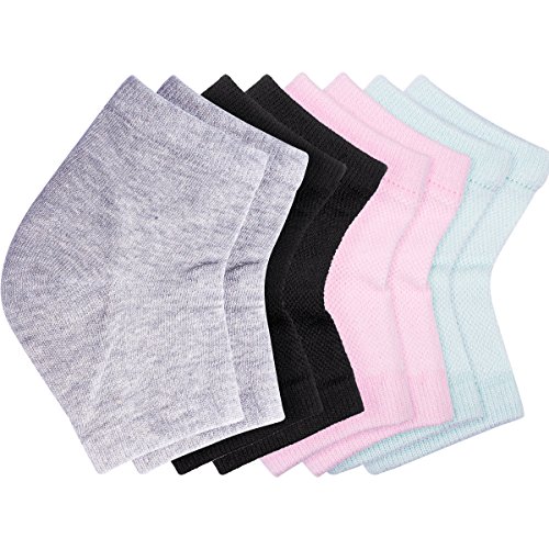 Amcami 4 Pairs Open Toe Heel Moisturizing Gel Socks Soft Ventilate Gel Heel for Dry Hard Cracked Skin Comfy Day Night Care Skin (Gray,Green,Pink,Black)