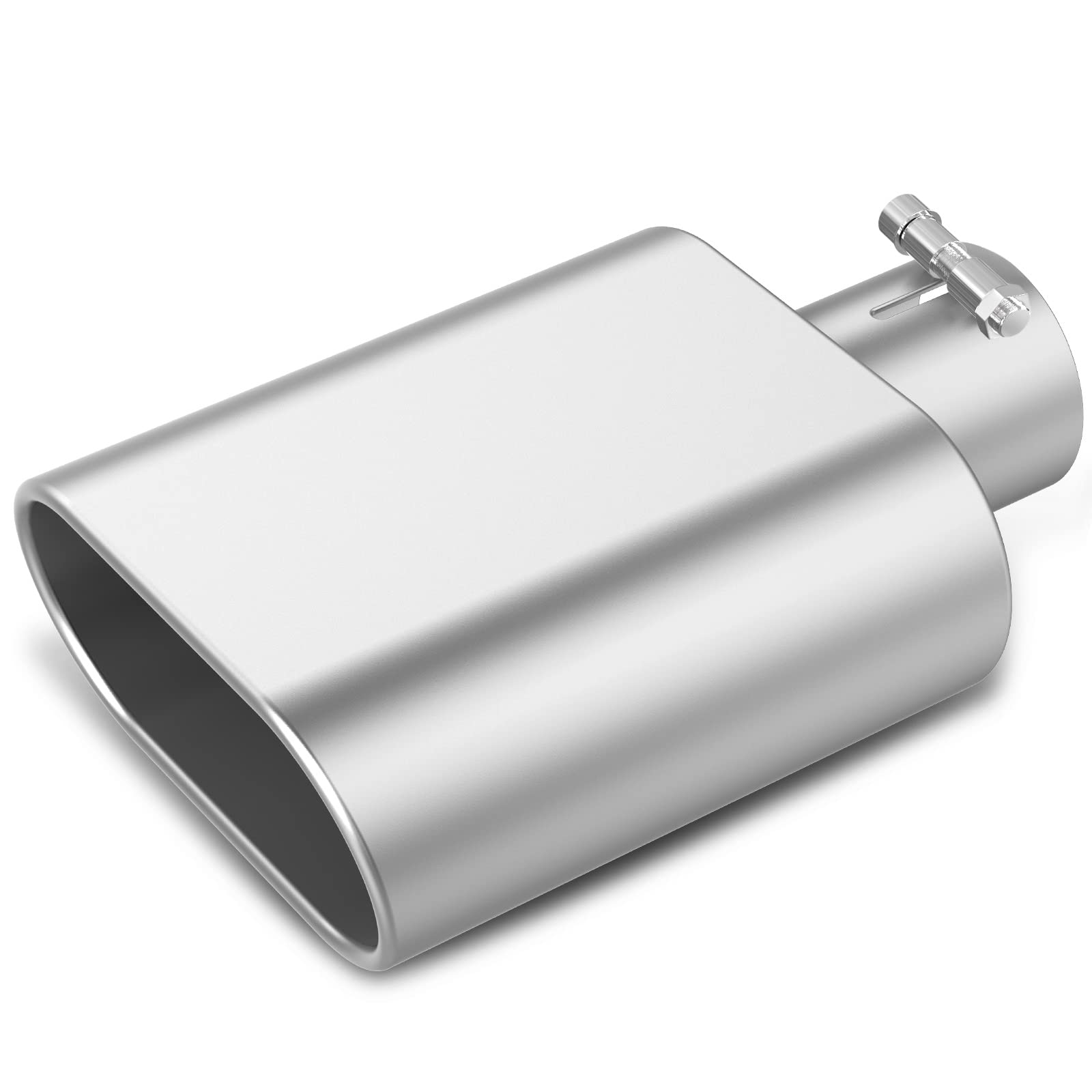 Photo 1 of YITAMOTOR Universal 2.5 Inch Inlet Exhaust Tip, 5.5" x 3" Square Outlet 9" Long Polished Stainless Professional Diesel Rectangle Exhaust Tail Tip for 2.5" OD Tailpipe, Rolled Slant Cut, Silver
