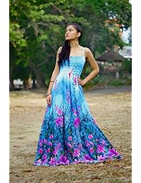 Maxi vestido de mujer de talla grande de longitud completa hawaiana de verano cóctel extra largo sexy azul floral