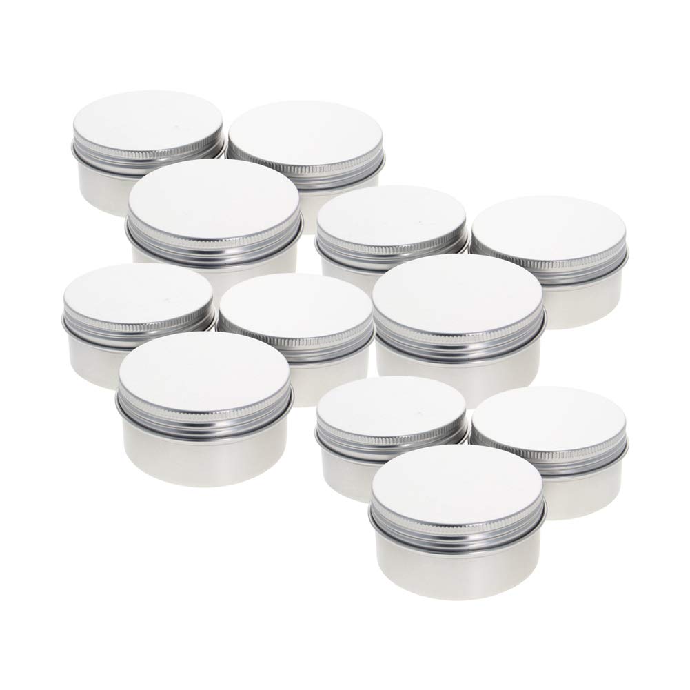 Othmro 12pcs Aluminium Tin Jars, 2.7oz Small Containers Tins with Screw Lids, Empty Can Travel Tins for Candles, Cosmetic, Soap Silver (80ml/2.7oz)