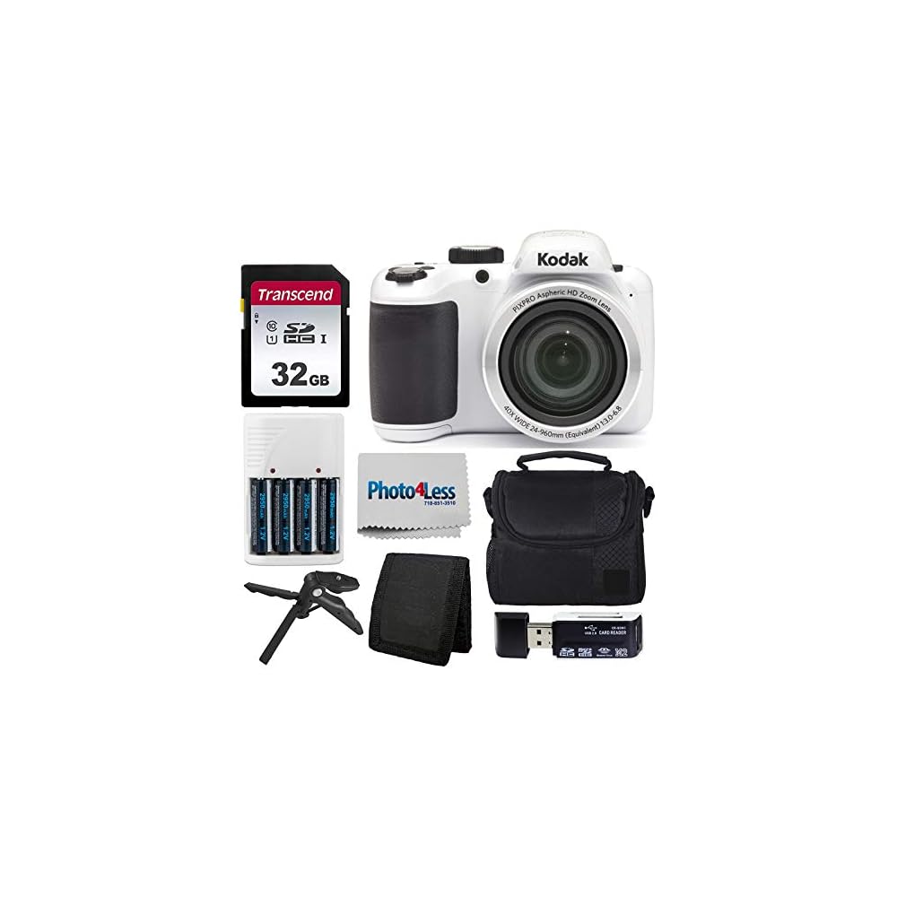 Kodak PIXPRO AZ401 Astro Zoom 16MP Digital Camera (White) + Point & Shoot Camera Case