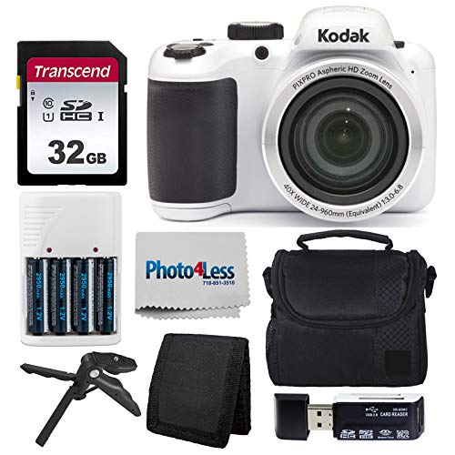 Kodak PIXPRO AZ401 Astro Zoom 16MP Digital Camera (White) + Point
