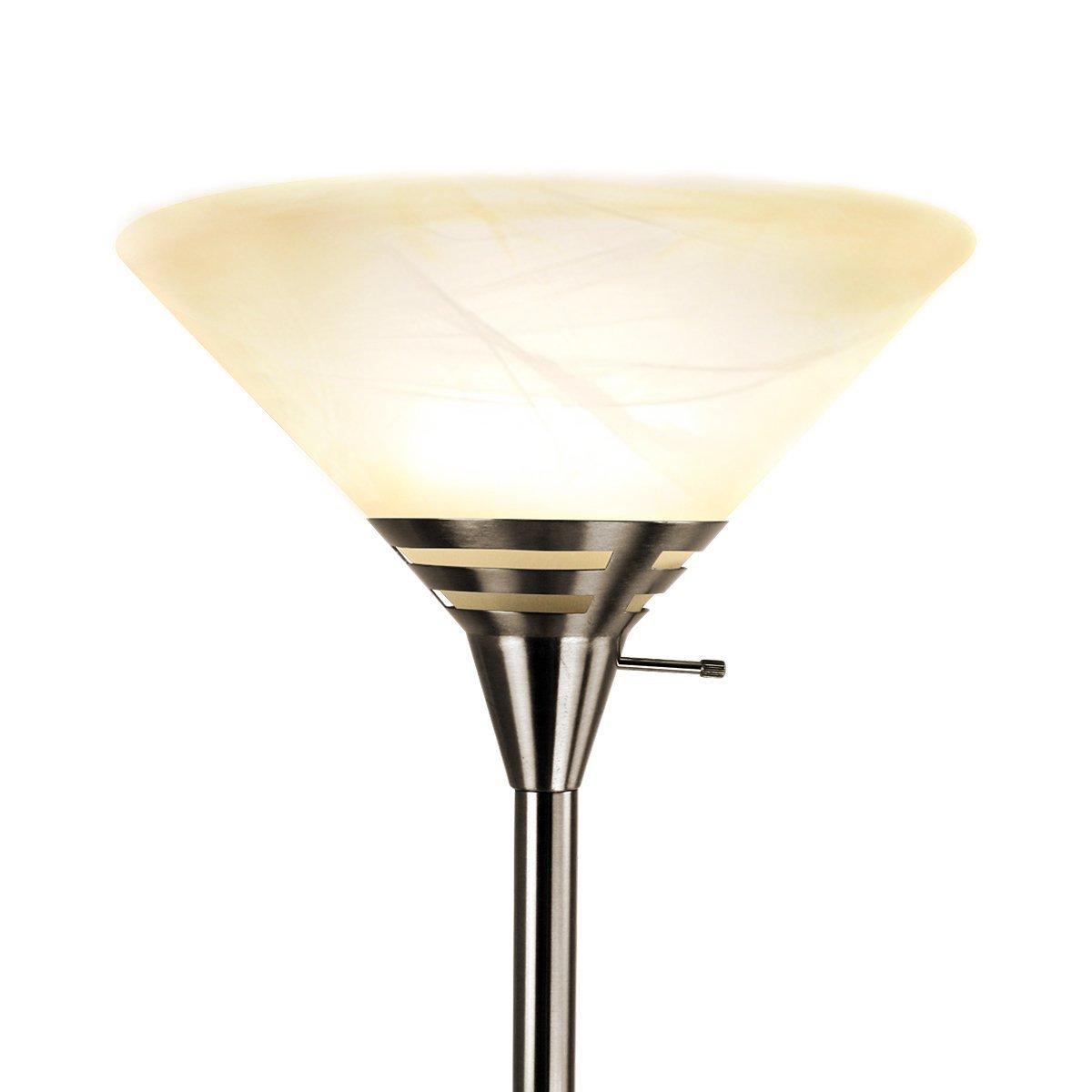 Oneach Cecile Modern Torchiere Floor Lamp 150-Watt Light 70.5-Inch with Frosted White Alabaster Glass Shade,Brushed Steel,Lamps for Reading Living Room Bedroom