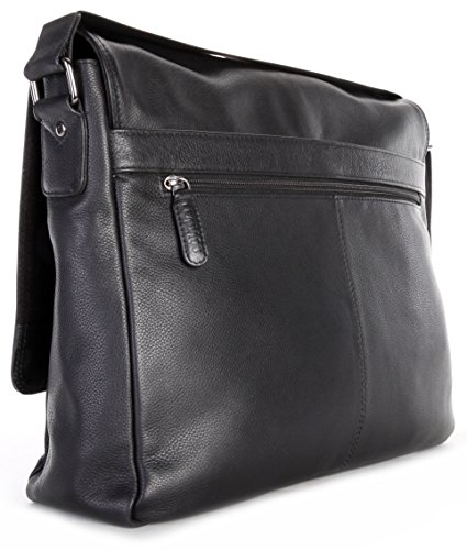 LEABAGS Oxford - Messenger Bag Briefcase Laptop Bag 13 Inch Genuine Leather - OnyxBlack - Thumbnail 4