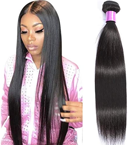AUTTO Hair Brazilian Virgin Hair Straight Hair One Bundle 10inch 100% Unprocessed Virgin Human Hair Extension Weave Weft Natural Color (100+/-5g)/bundle Can be Dyed and Bleached