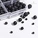 BEADNOVA 4-10mm Natural Black Lava Rock Stone Gemstone Round Loose Beads with 7pcs Chakra Beads and 2m Crystal Stretch Cord for Jewelry Making (340pcs Box Set)