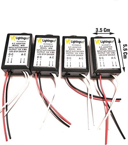 veekaylight Mini DC 12V 1A 12W Power Supply LED Strip Driver Transformer Light Adapter for SMD 5 Meter CCTV (Pack of 4)