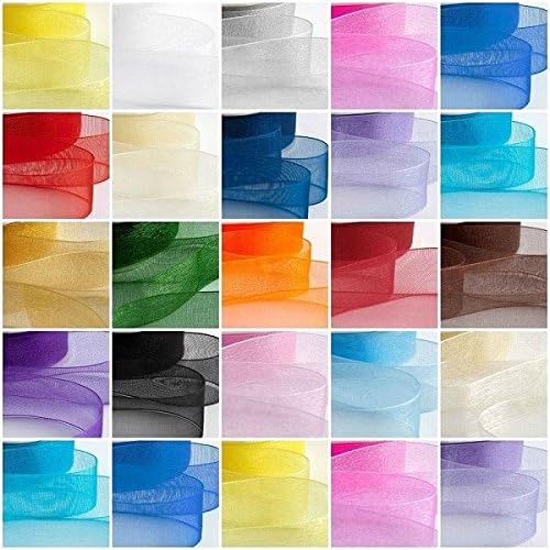 Farringtons Premium Quality' 50 Yards Reels, WOVEN EDGE ORGANZA RIBBON, 3mm 6mm 10mm 15mm 25mm 38mm Widths (FULL ROLLS). BUY 2+, GET