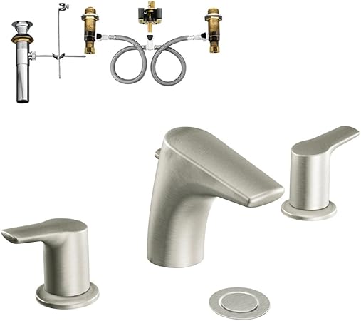 Moen KLME-D-T6820BN - Grifo de baño de arco bajo de dos manijas, níquel