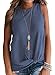 MIHOLL Women's Summer Sleeveless Soft Waffle Knit Shirts Twist Knot Casual Tank Tops (Medium, Blue)