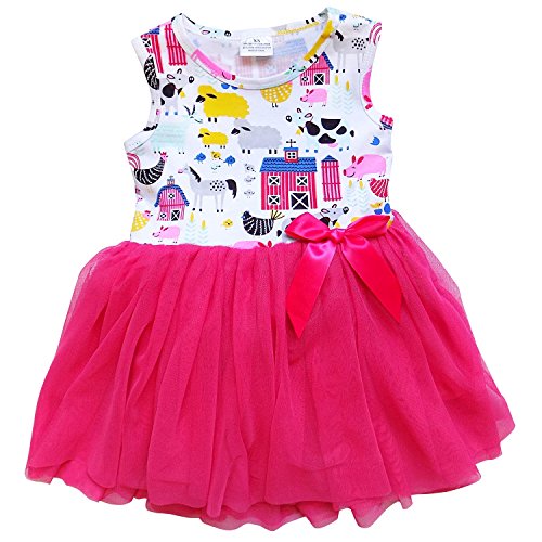 So Sydney Little Girls Tank Top Style Chiffon Tulle Princess Dress Tutu Sundress (L (5), Barn Yard Pink)