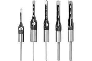 CDIYTOOL Woodworking Square Hole Drill Bits, 1/4, 5/16, 3/8, 7/16, 1/2inch Wood Mortising Chisel Set Wood Square Hole Mortising Chisel Drill Bits for Mortising Machines and Drill Press Attachments, (5 Pcs)