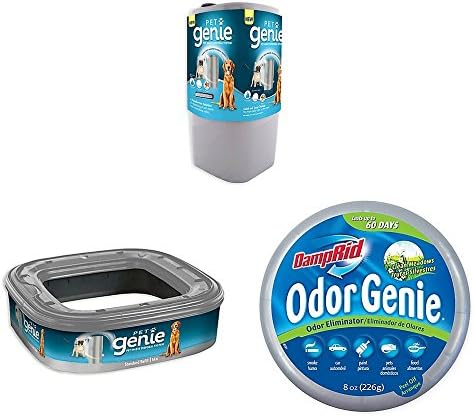 Pet Genie Pet Waste Disposal Pail with System Single Refill and 8-oz Odor Genie in Clean Meadows