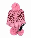 EPYA Women's Warm Knitted Beanie Beret Earflap Hat Ski Cap with Poms