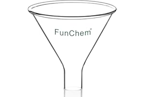 FunChem Glass Powder Funnel, Short Stem Funnel with Heavy Wall Borosilicate Glass and a Top Diameter of 100 mm