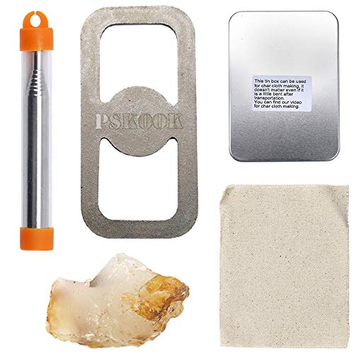 PSKOOK 火打鎌 火打金 火打石 火起こし ファイヤースターターキット 火口 縁結びの商品画像