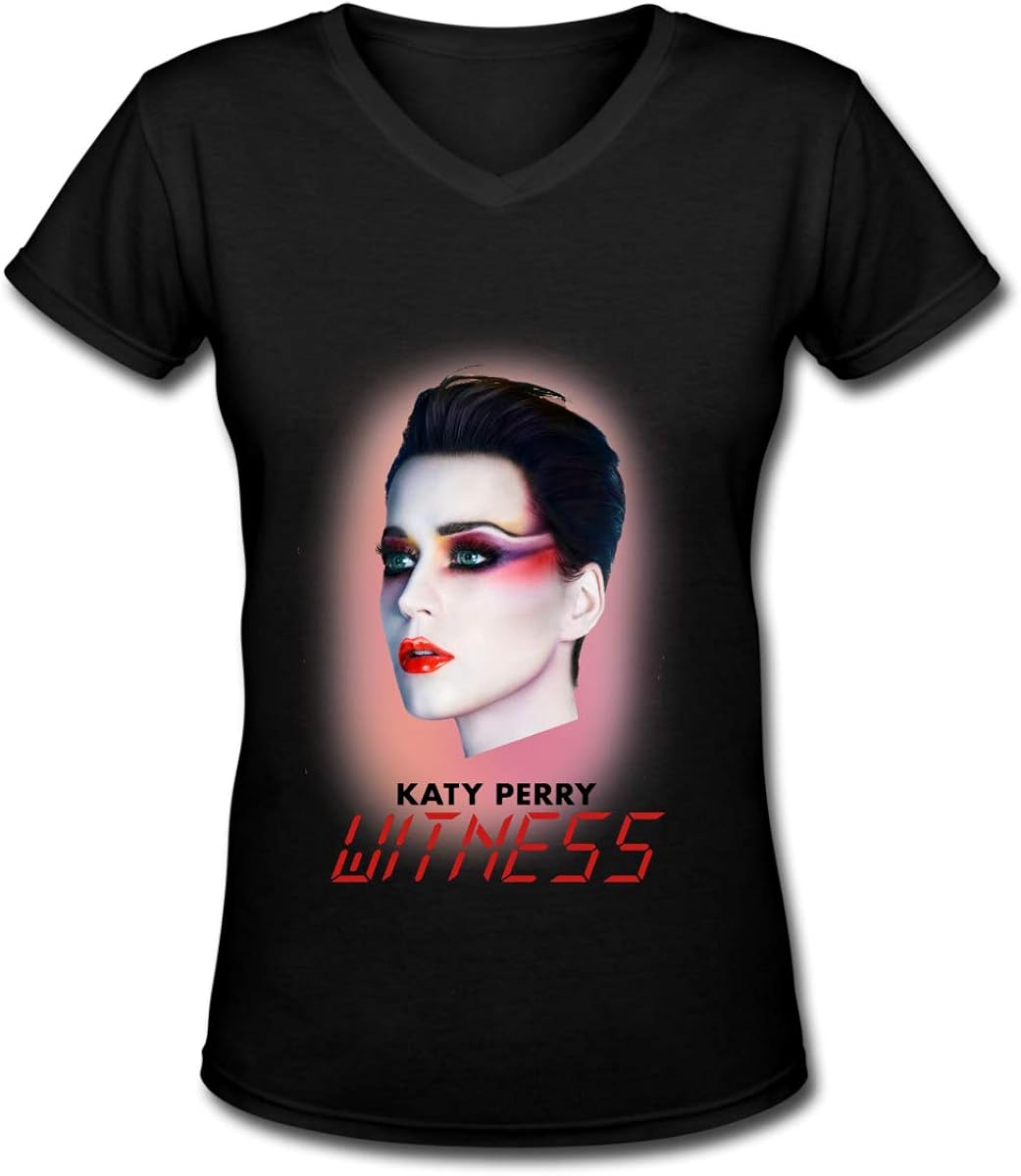 Amazon.com: MountGet Katy Perry Women's V-Neck Short-Sleeved T-Shirt L Black: Clothing