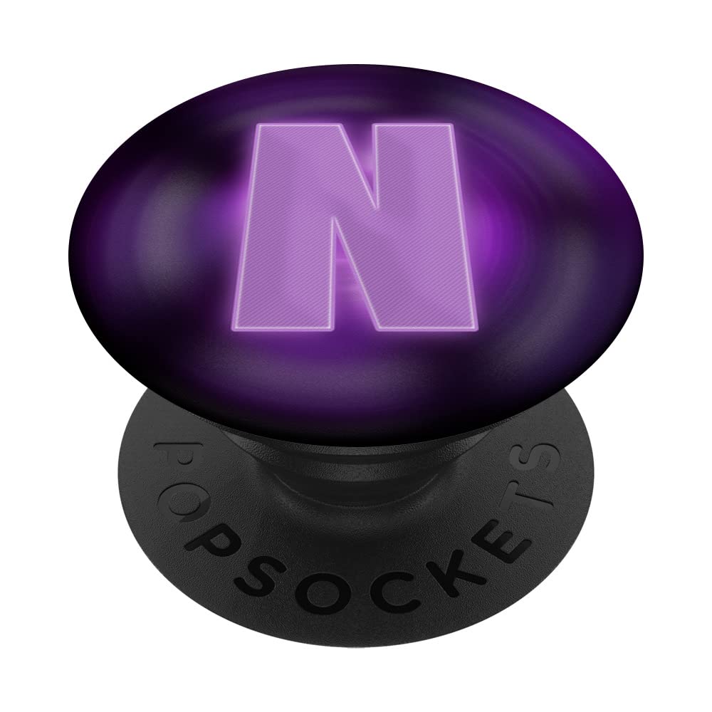 Monogram Initial Letter N Pop Socket Purple Letter N PopSockets Swappable PopGrip