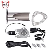 EVIL ENERGY 2.5 Inch Exhaust Cutouts Stainless Steel Cut Pipe Remote Valve Kit