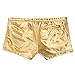 MSemis Men's Sexy Metallic Wetlook Drawstring Boxer Shorts Swim Trunks Underwear Gold Large (Waistline 33.0