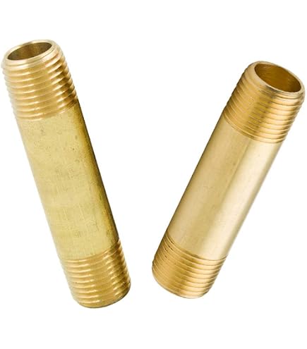 3/8 Inch X 2 Nipple Brass Pipe Fitting - NPT Male Thread - For Air, Water, Gas, Fuel - Flywheel Supply