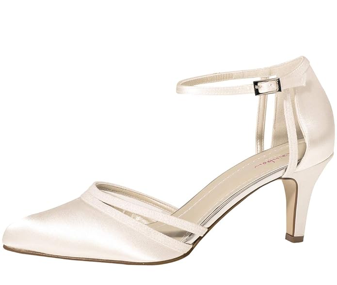 Rainbow Club Brautschuhe Desi - Damen Pumps gepolstert, Glitzer, Ivory/Creme, Satin