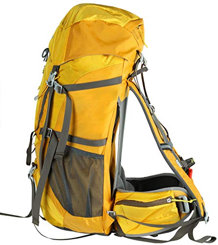 yellow hiking backpack