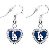 Los Angeles Dodgers Crystal Heart Earrings Pierced