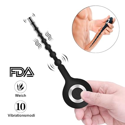 Harnröhren Dilatoren, VICIVIYA Penis Plug mit 10 Vibrationsmodi, Silikon Dilator Harnröhrensonden mit 8 Silikon Perlen Stimul