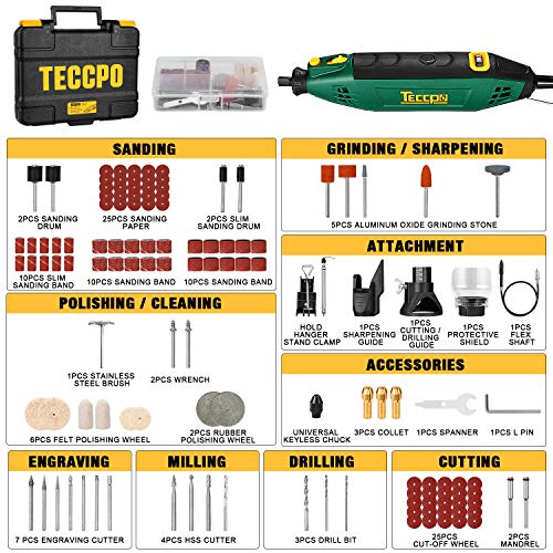 TECCPO Tart13p Multiherramienta, 6 Velocidades Variables, 120 Accesorios, con bastidor fijo, soporte extensible - Imagen 3
