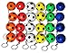 Novel Merk 24 Multi-Color Soccer Sports Ball Keychains Pack Includes Red, White, Yellow, Orange, Green, & Blue for Kids Party Favors & School Carnival Prizes
