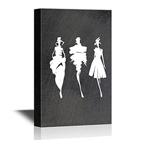 Canvas Wall Art - Fashion Models Hand Drawn Silhouettes - Gallery Wrap Modern Home Art | Ready to Hang - 12x18 inches