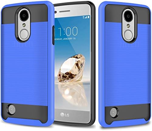 LG Aristo Case, LG Phoenix 3 Case, LG K8 (2017) Case, LG Fortune Case, JATEN Minimalistic Design Hybrid Dual Layer [Slim Fit] Smooth Hard Cover with TPU Skin Case + Stylus Pen (Blue/Black)