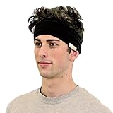 Kooshoo Black Headband For Men. Premium Sports And Chef Men's Headband That Wicks Sweat and Never Slips.