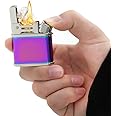 Horns Bee Fluid Refillable Lighter - Windproof Lighters Vintage with One Press Ignition; Personalized Lighters for mem; Pocket Lighter Use with Lighter Fluid (Ice)