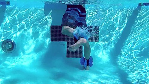 AquaLogix Blue Max Resistance Aquatic Fins - Omni-Directional Water/Drag Resistance Exercise for Lower and Upper Body Pool Workouts - Includes Online Demonstration Video (Fins Pair HRBBLS)