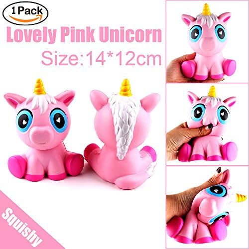 Casual Pu Squishy Slow Rebound Octopus, Unicorn Pink Pony Soft Can Pinch Child Decompression Toys, Creative Vent toys (1, pink 2)