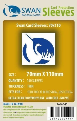 Swan Card Sleeves (70x110mm) - 150 Pack, Thin Sleeves - Felix Cat, Lost Cities