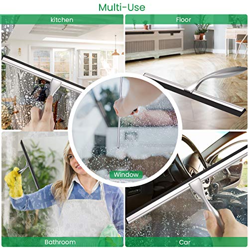 LPOLER Stainless Steel Squeegee for Shower Doors, All-Purpose Shower Squeegee for Bathroom, Window and Car Glass, 12 Inches