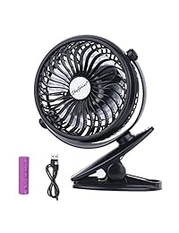Funciona con pilas Mini ventilador USB de computadora con Clip con recargable batería de 2600 mAh y cable USB. 360 ° de rotación, ajustable velocidad. Refrigeración Portátil Pequeño ventilador de carriola para bebé, asiento de coche, gimnasio, viaje, corr