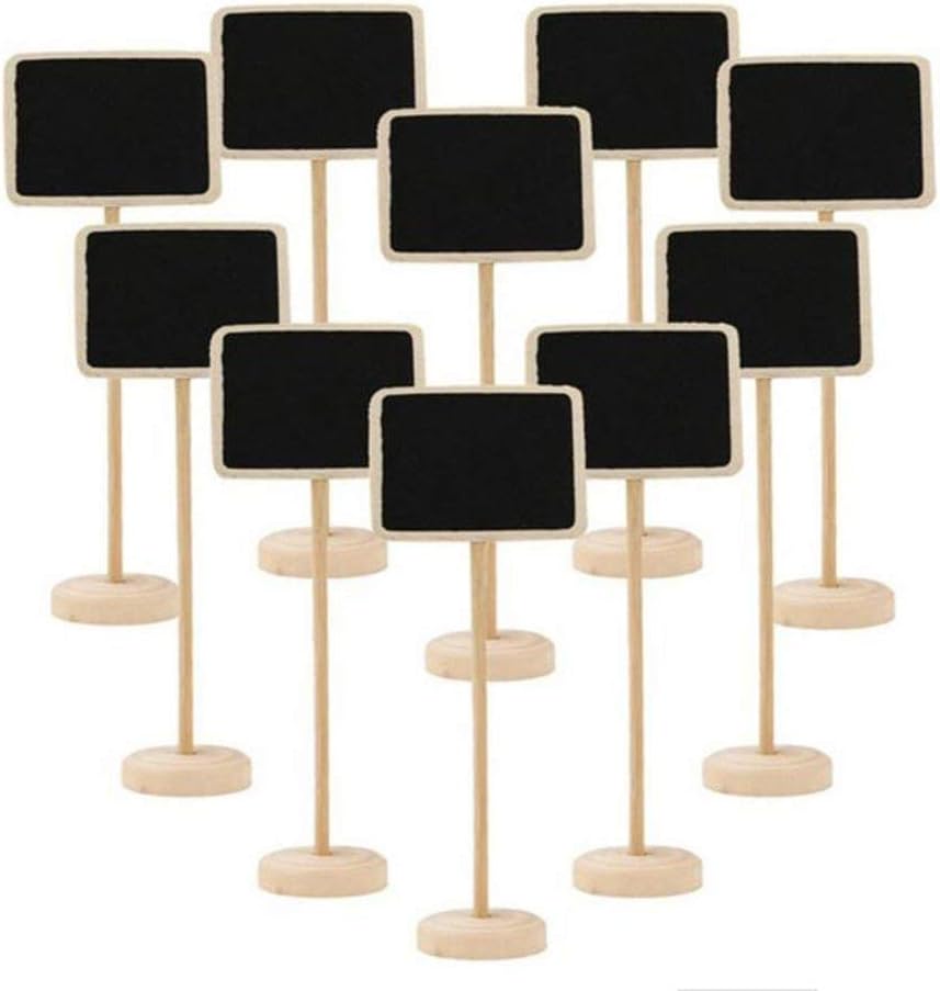Deniseonuk 10Pcs Mini Wooden Chalkboard Blackboard Message Table Number Wedding Party Decor Write Information Funny Easy to use