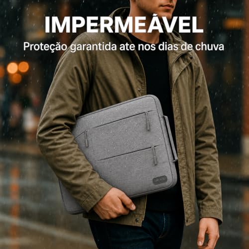 Case Capa Bolsa Pasta Para Notebook 12, 13, 14, 15 e 16 Polegadas Impermeável C/Alça Interior Aveludado Compatível MacBook Dell Lenovo Asus HP Ideal Trabalho Estudo Viagem (15 a 16 Polegadas)