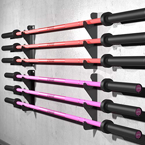 Synergee Barbell Gun Rack Wall Mounted Holds 6 Barbells Horizontally